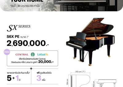 2026_promo_apr-jun_s6x pe - mustore advertisement for yamaha sx series s6x pe grand piano with price 2,690,000 baht and thai promo details (free gift and bank card offer). - mustore