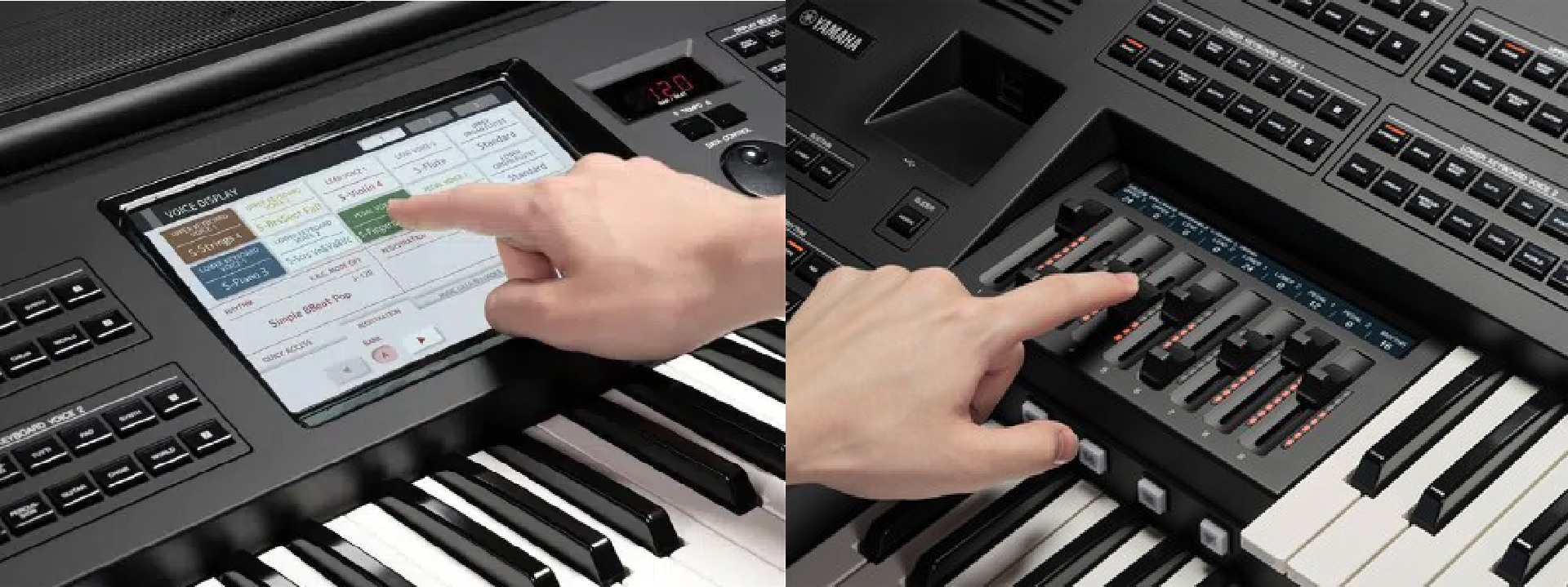หน้าจอสัมผัสและแผงควบคุมระบบเสียงเครื่องอิเล็คโทน Yamaha Electone